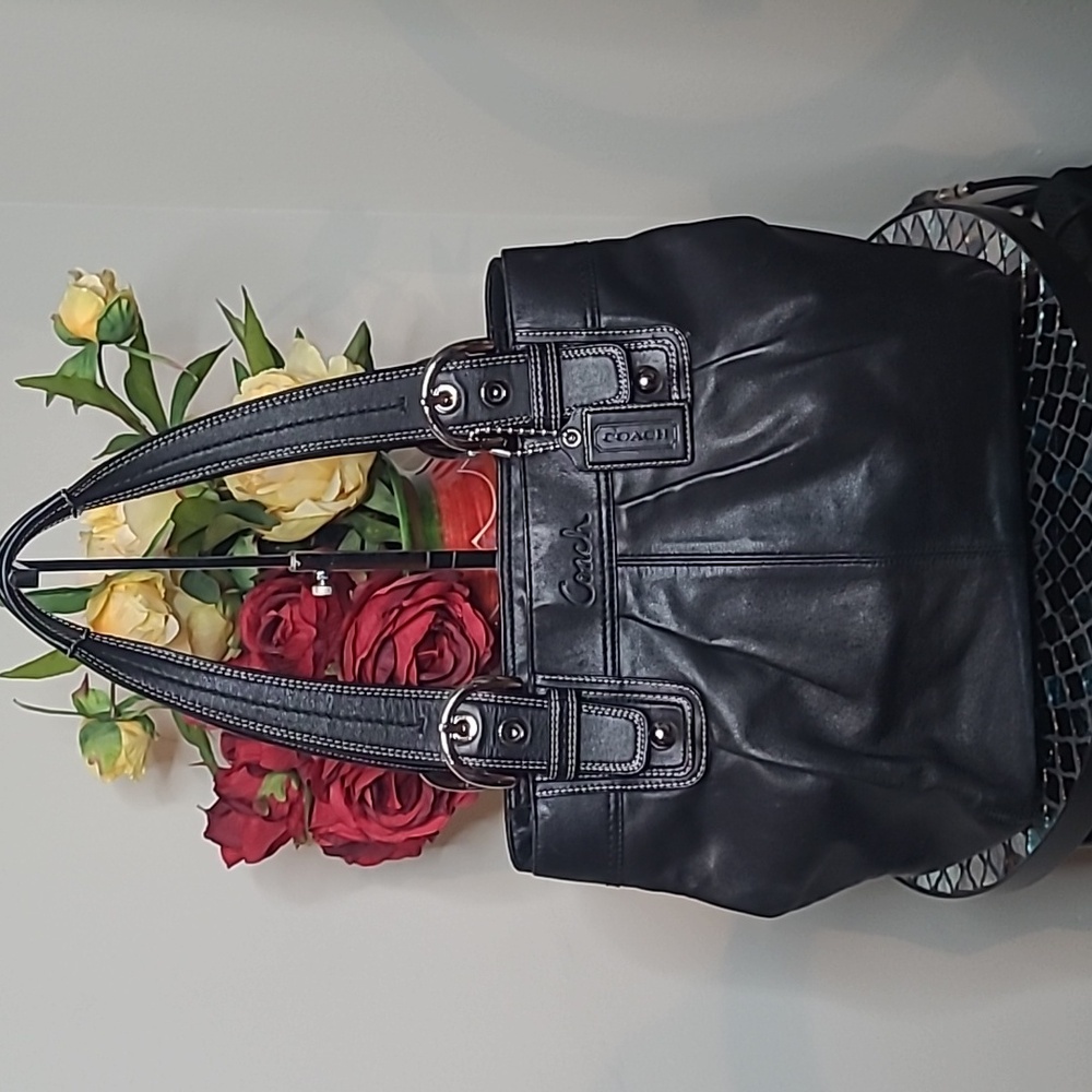Coach Medium Black Leather SOHO Pleated Bag